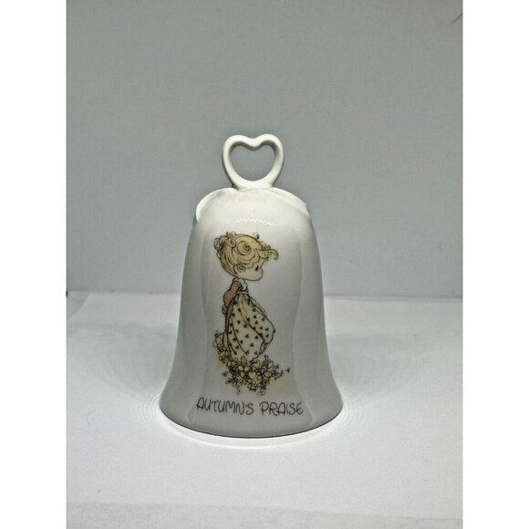 Rare Precious Moments Ceramic Bell Autumn's Praise Enesco 1986 4” Tall - Picture 1 of 6